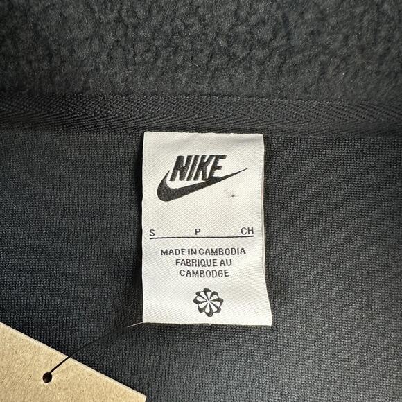 Nike Jacket Mens Small Black Full Zip Faux Fur Sherpa Oversized Fit FB8386-010 - Picture 5 of 10